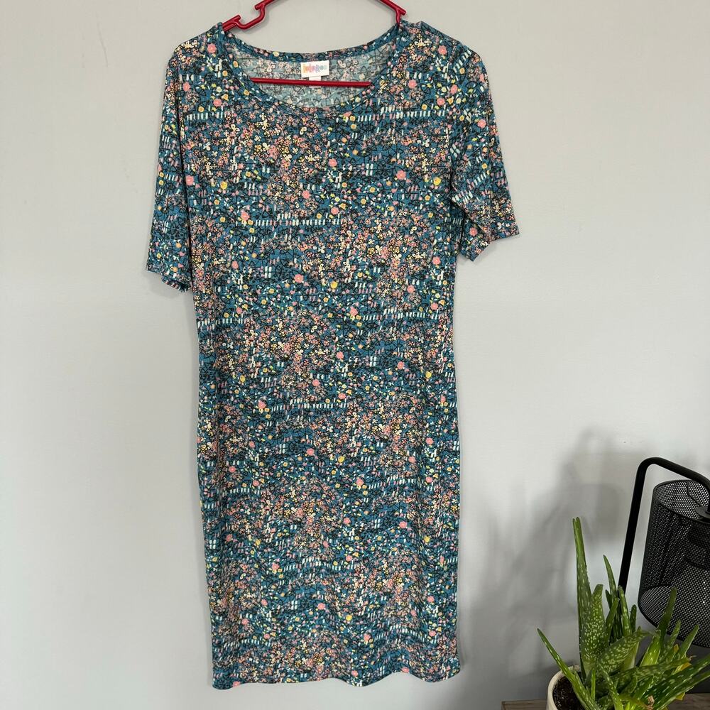 Lularoe Julia Style Sheath Dress Knee Length Women's Size Medium / 8 - 10 Floral